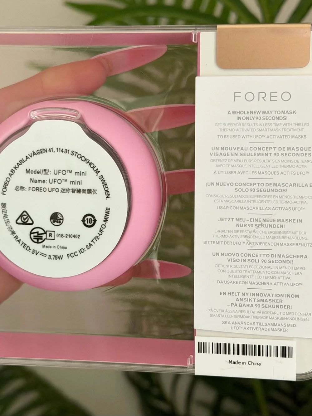 FOREO UFO mini Pink LED Thermo Smart Mask Device with Rose Gold Accent